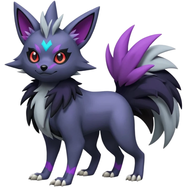 Mightyena-Zorua-Silvally-Fakémon-hybrid-creature (full body)  emoji