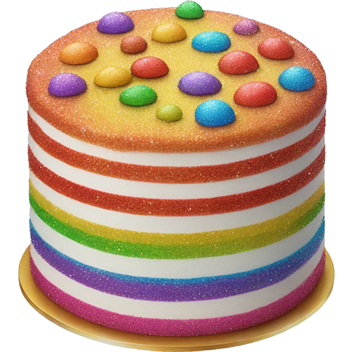 Realistic cake with colorful glitter emoji