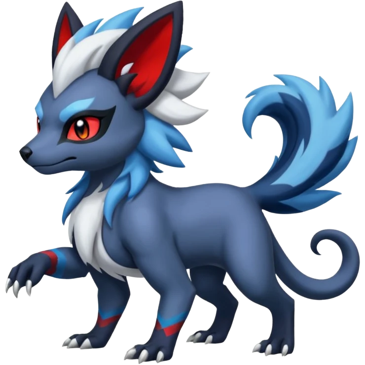 Exotic colorful cool handsome elemental exotic Zorua-Absol-Salandit-fusion (full body) emoji