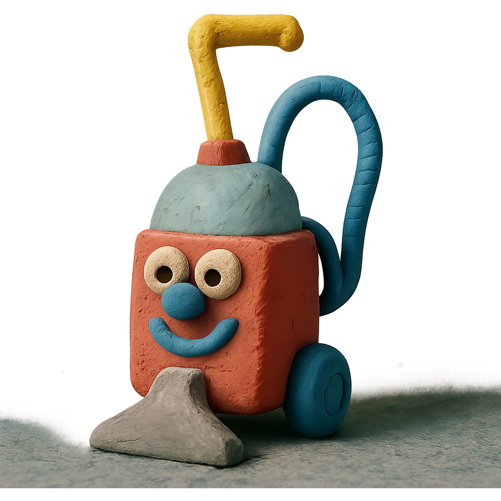 claymation style cartoon carpet shampooer with exaggerated features emoji