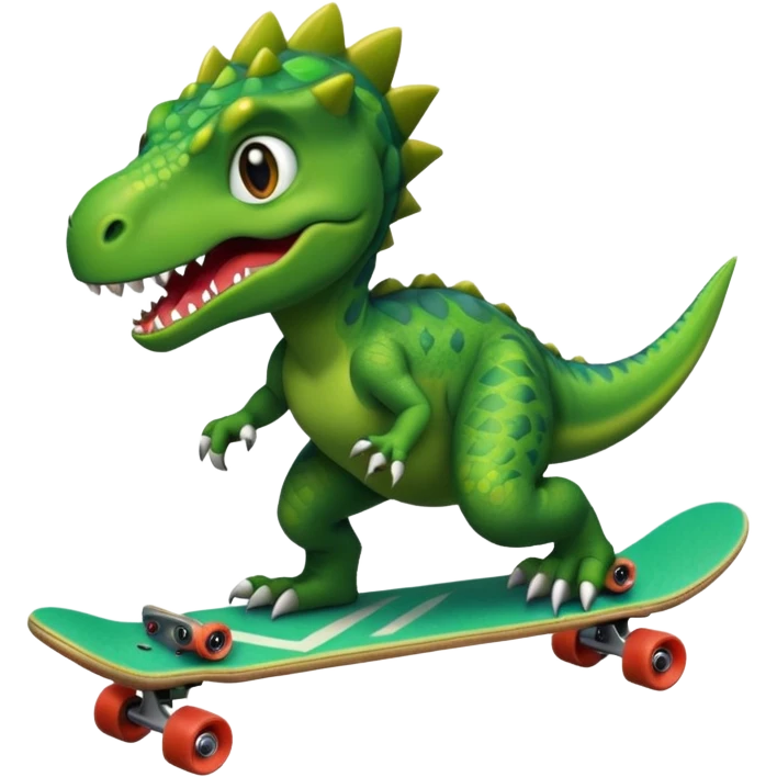 Dinosaur on a skateboard emoji