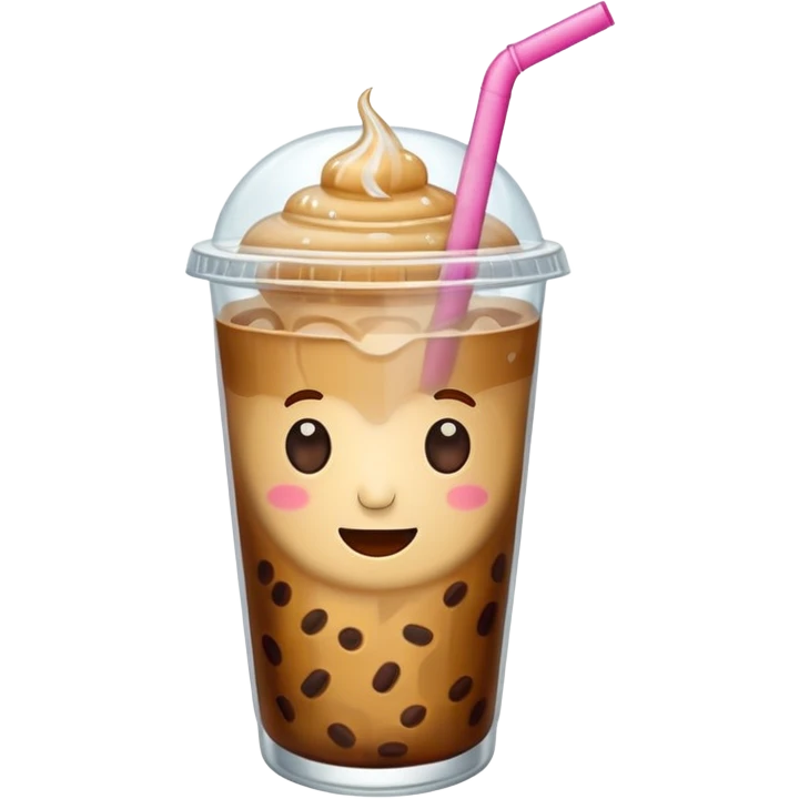 make iced coffee in cute clear cup with a straw  emoji