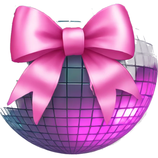 disco ball with pink bow emoji