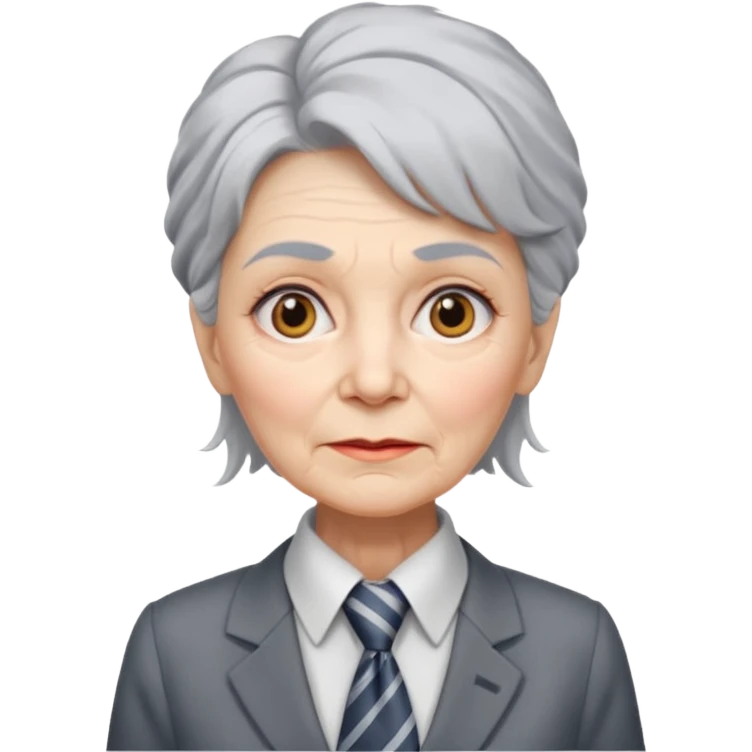 Very old women with Necktie.more smudges on face, different hair style. emoji