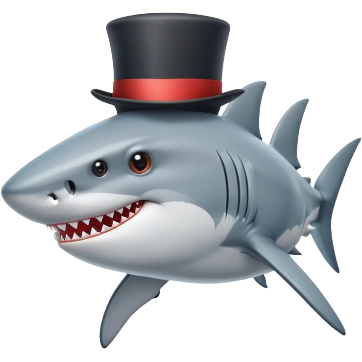 Shark with a top hat emoji