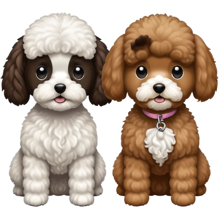 2 dogs. One is a mini poodle brown and the other one is a shitzu black with minimal white. emoji