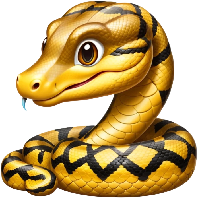 cinematic-cute-anaconda-portrait-emoji,-head-tilted-playfully-and-inquisitively,-with-a-sleek,-shimmering-body-adorned-with-detailed-scale-sriped patterns-and-round,-sparkling-eyes-full-of-wonder,-simplified-yet-irresistibly-adorable-features emoji