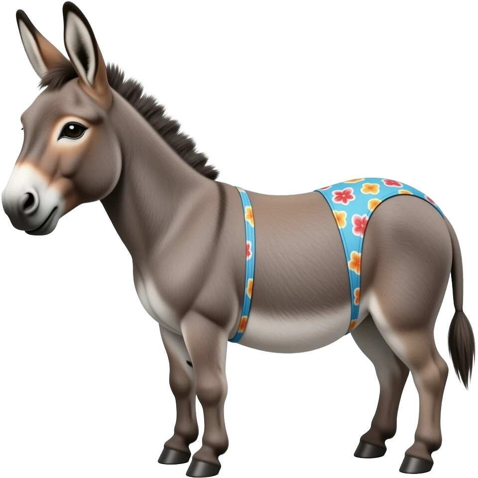 donkey wearing bakini bottoms with a big butt emoji