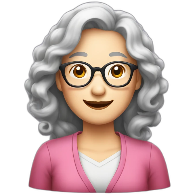 Chinese senior lady with long wavy hair wear glasses show thank you gesture emoji
