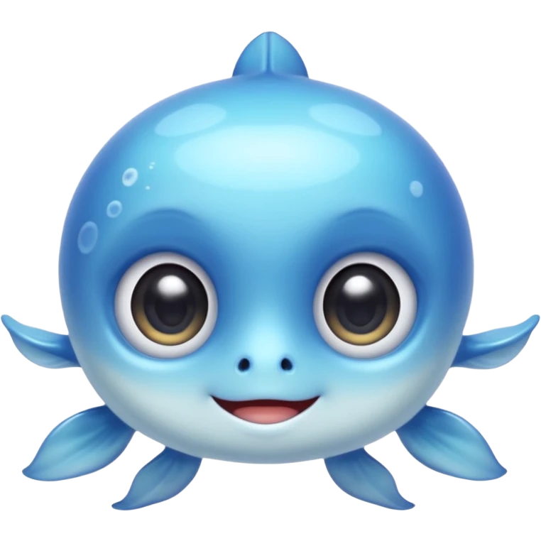 very cute aesthetic underwater creature with big shiny eyes, soft colors, friendly smile, especially charming emoji