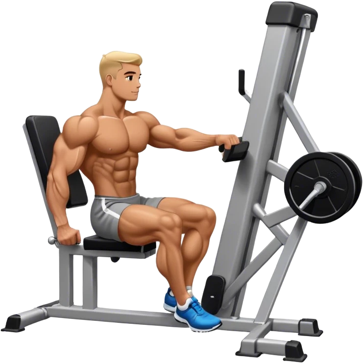 side-view bodybuilder seated weighted calf-raise machine lower leg exercise emoji