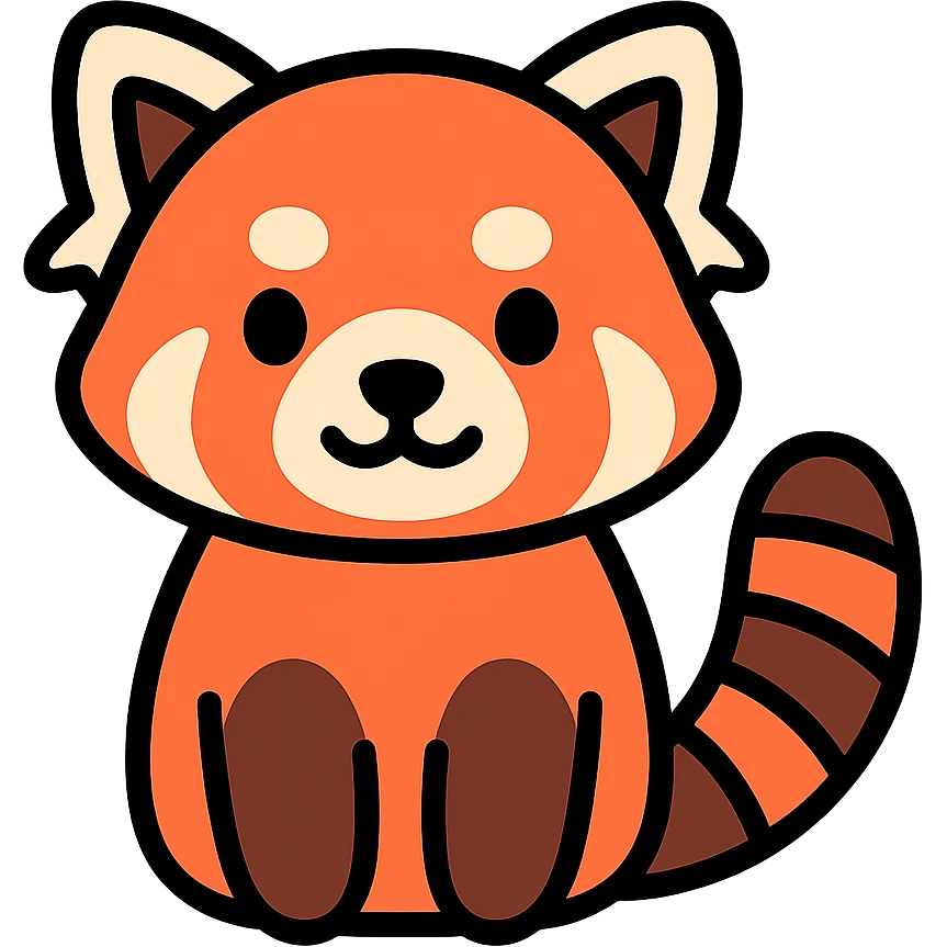 cute red panda icon with color outline emoji