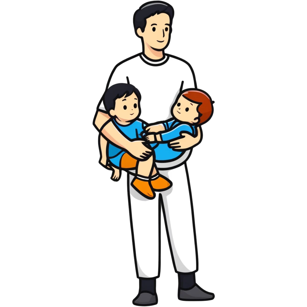 White man holding a child, parent and child emoji