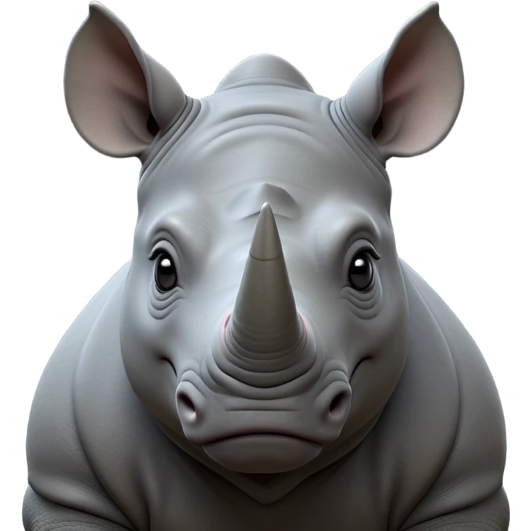 cinematic-noble--rhinoceros-portrait-emoji,slate-grey-hide--poised-and-regal,-with-a-massive,-powerful-build-and-a-thick,-deep-set-soulful-piercing-eyes,-simplified-yet-sharp-and-sophisticated-features,-highly-detailed,-large-black-eyes, zoomed out showing shoulders emoji