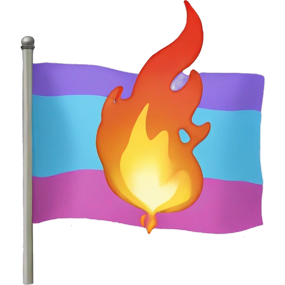 Trans flag with flames emoji