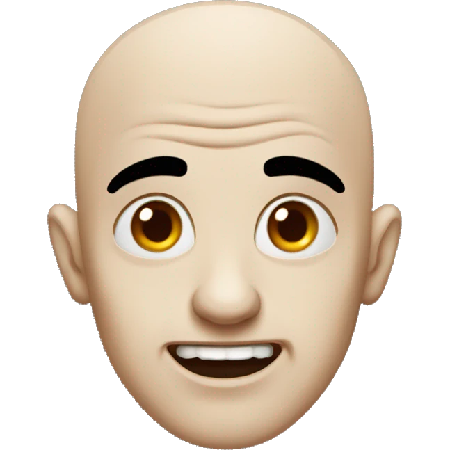 A bald squinted vampire emoji