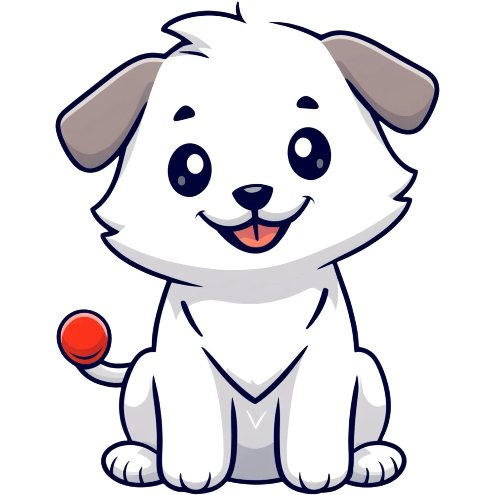 cartoon Maltese puppy giving a thumbs up, cheerful expression emoji