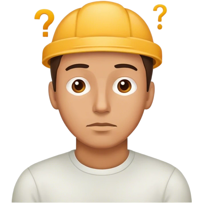 задумчивый мужчина с вопросами над головой  emoji