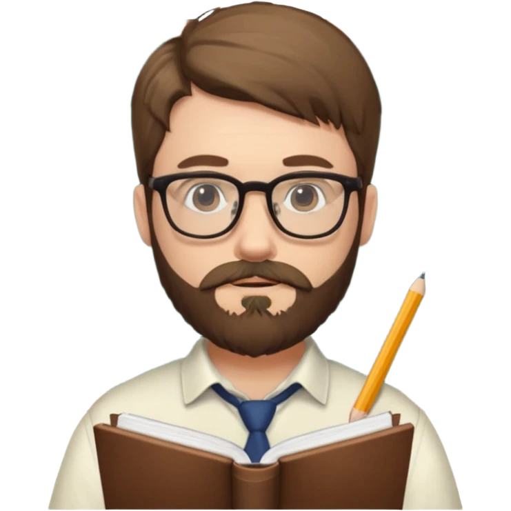bearded man with glasses studying emoji