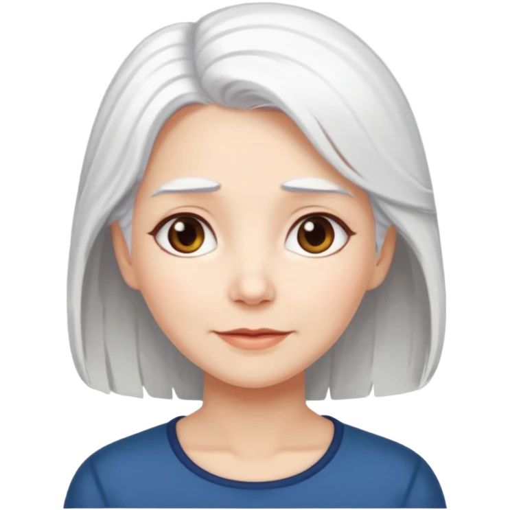 pure white hair, cute mature girl emoji
