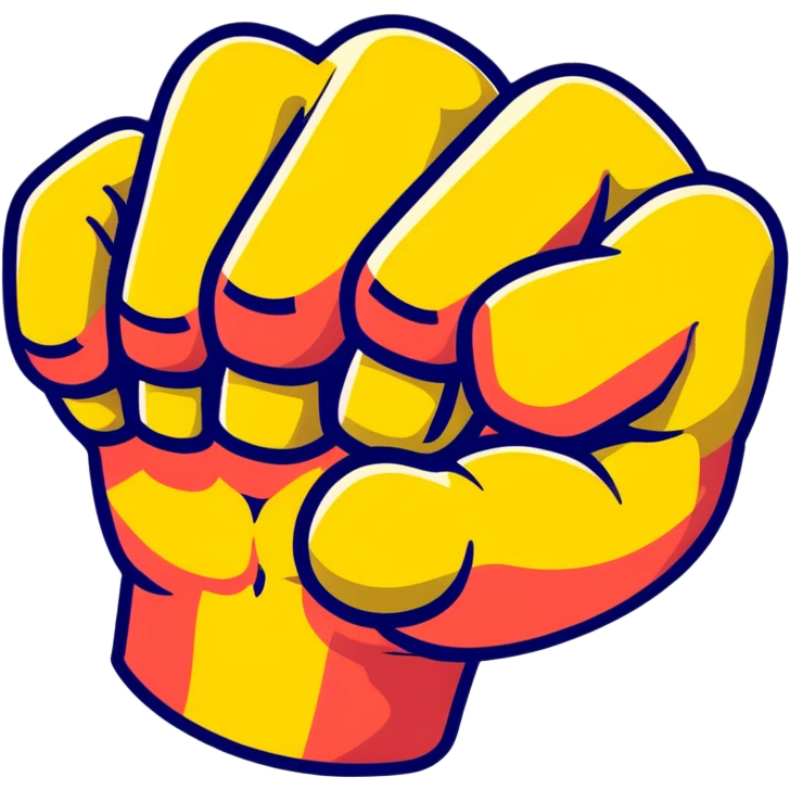 strong muscular fist with bright colors floating emoji
