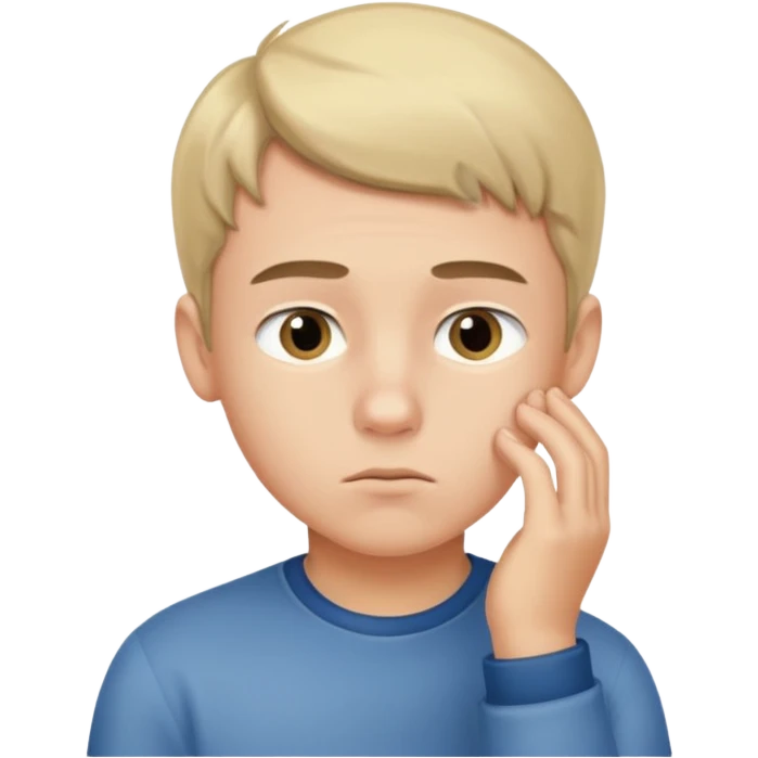 boy really thinking and focused emoji