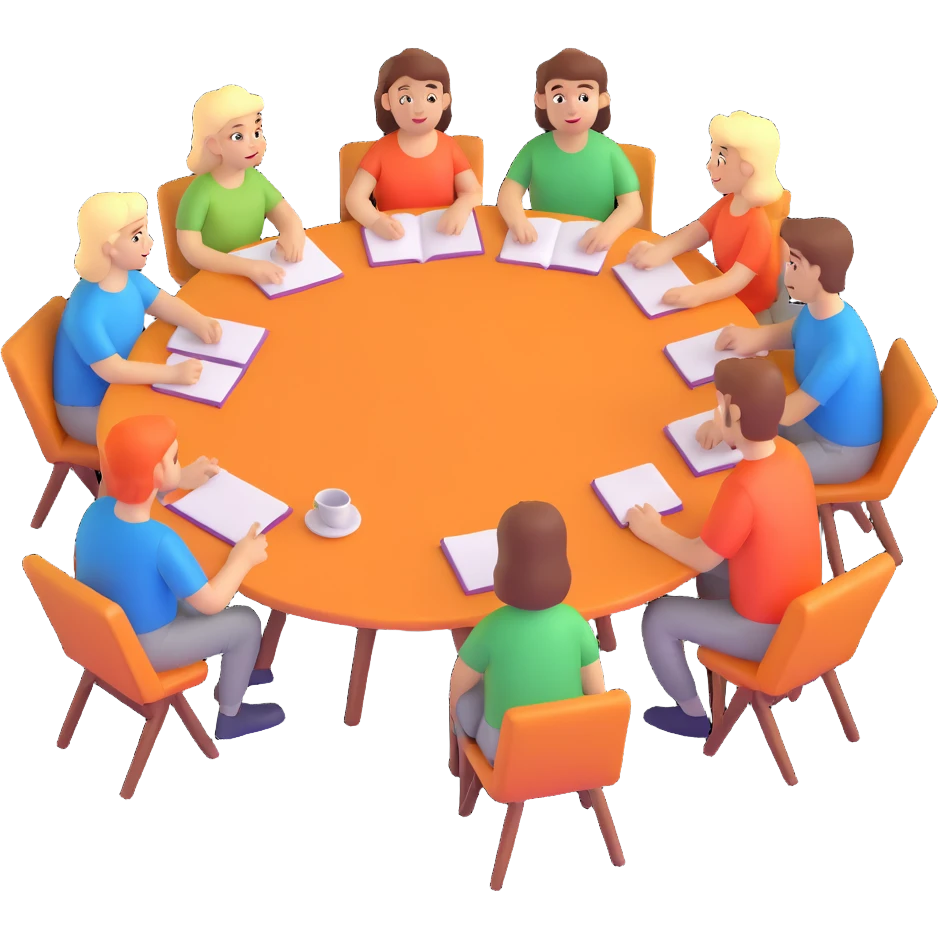 group of people sitting around a table emoji