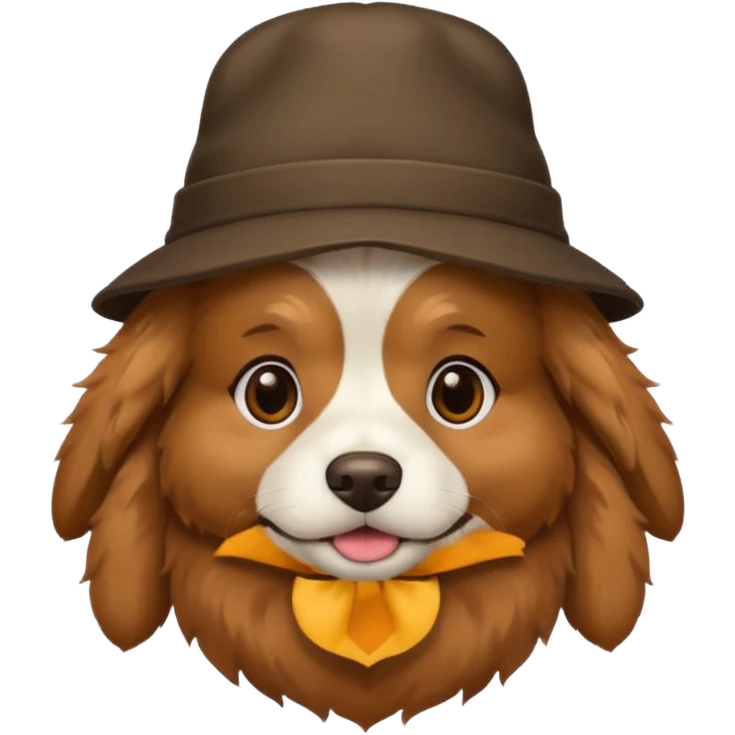 un chien avec un chapeau emoji