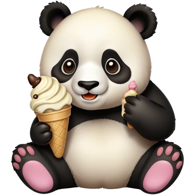 Panda eating ice cream emoji