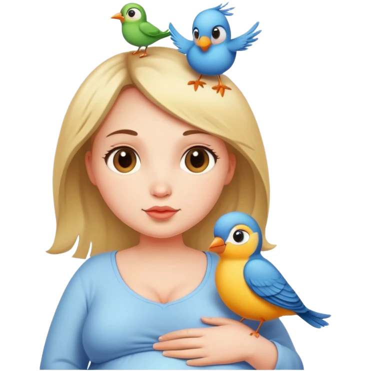 Pregnant girl with bird on her head  emoji