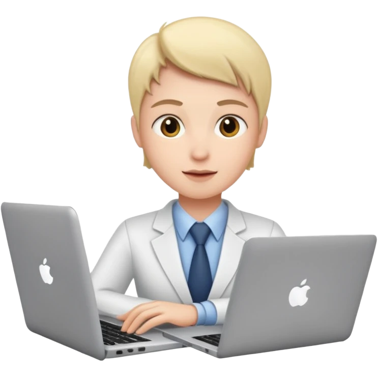 Corporate employee on a laptop learning training emoji