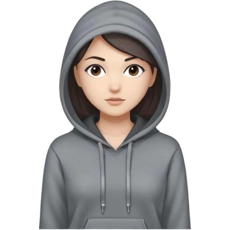 Sasha Gray in gray hoodie full height emoji