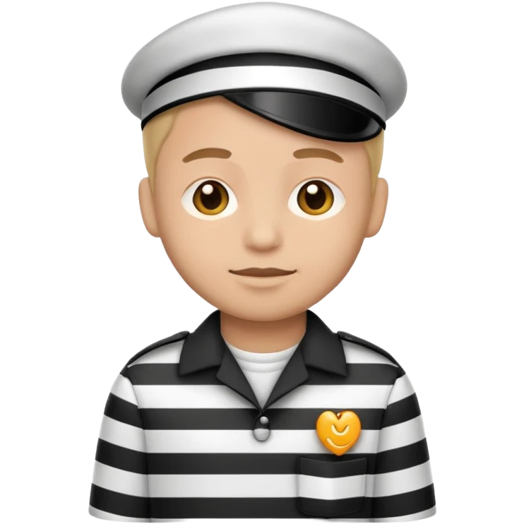cartoon prisoner in striped uniform, simple emoji style emoji