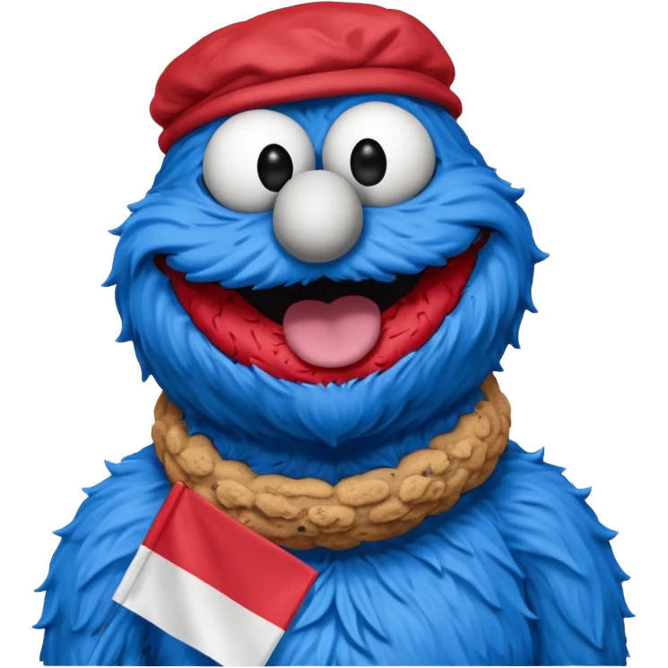 cookie monster bust, with french flag, only one flag,  emoji