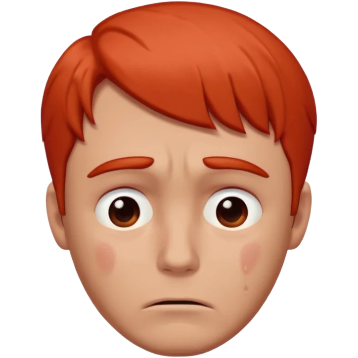 man with no red or orange hair. His face is intensely red, visibly flushed and over-reddened, as if he's been crying hard. His expression is sad, and a single clear tear flows down his cheek. The style should be simple, clean, and consistent with modern emoji design. emoji