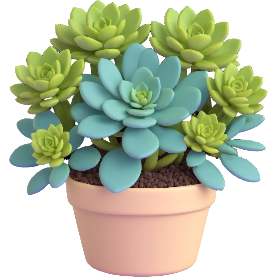 Sedum Pachyphyllum succulent with chubby blue-green leaves in a beige pot emoji