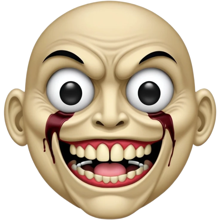 Super idol with his cursed mouth wide open and he has no teeth and he has no eyes with 3 lines of ink coming out of each eye and super idol is a Iraq War color and the background is pitch black emoji