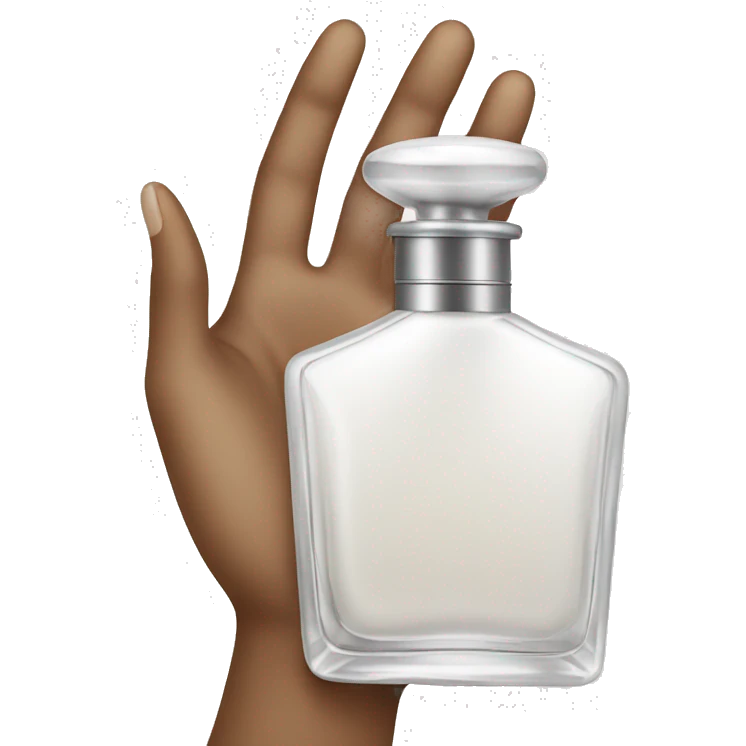 White Hand holding perfume bottle emoji