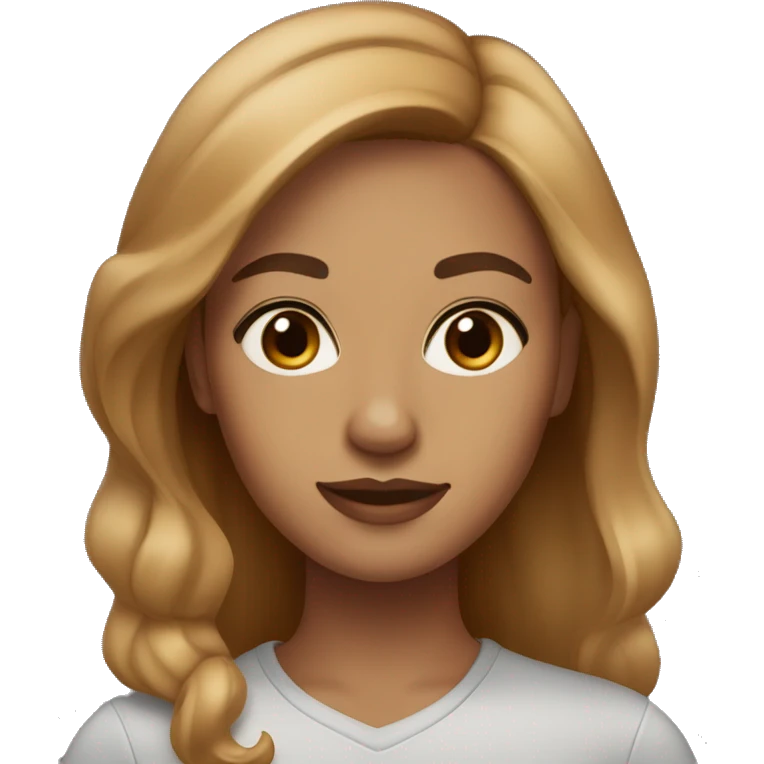woman caramel skin light brow hair and light brown eyes, medium lenght hair emoji