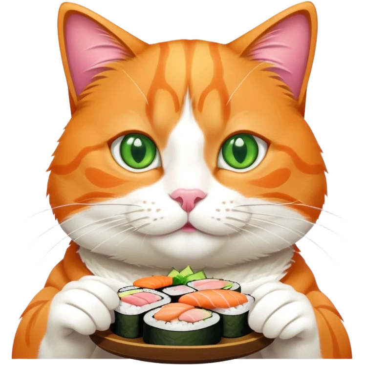 orange cat eating sushi emoji