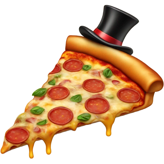 Pizza with a top hat emoji