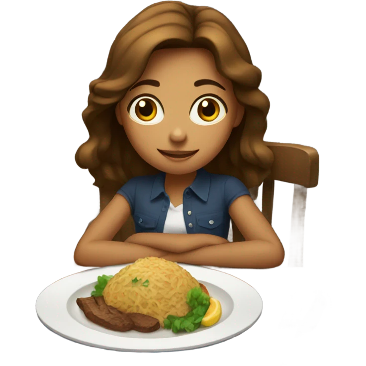 Brown hair Girl dinner emoji