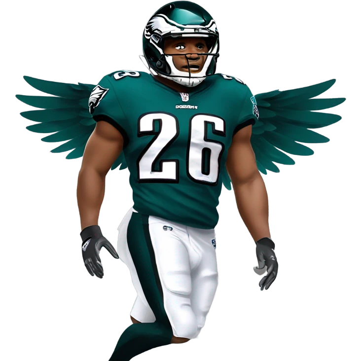 Philadelphia Eagles running back Saquon Barkley number 26 with the eagle wings emoji