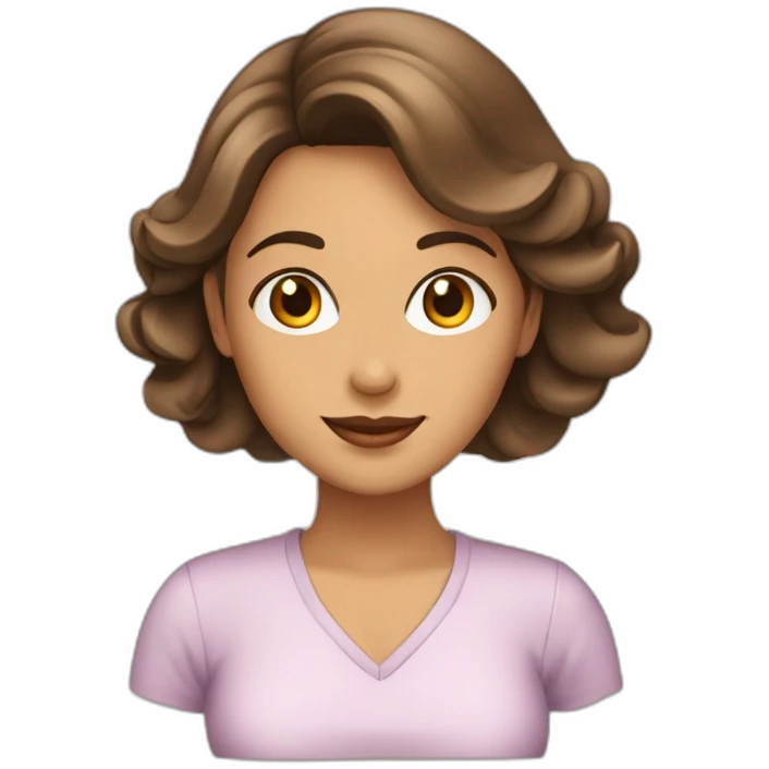 mujer con cabello lasio cafe emoji
