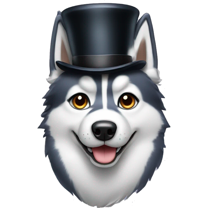 Husky with a top hat emoji