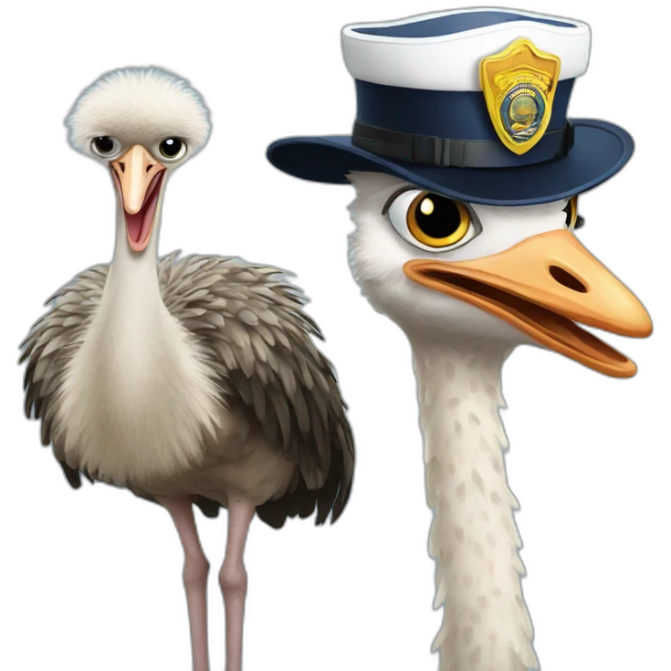 ostrich and police emoji