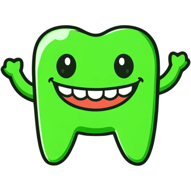 smiling teeth with green braces emoji