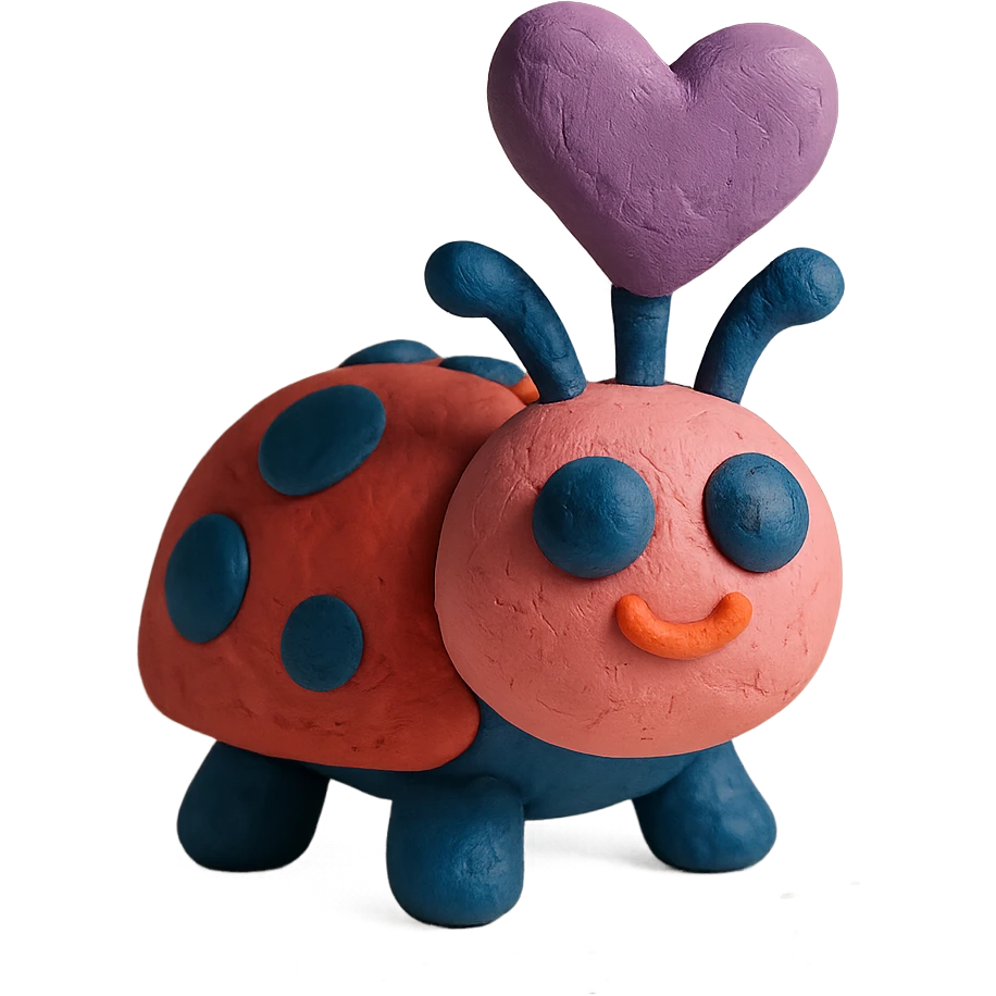 playful and 3D love bug, claymation style emoji