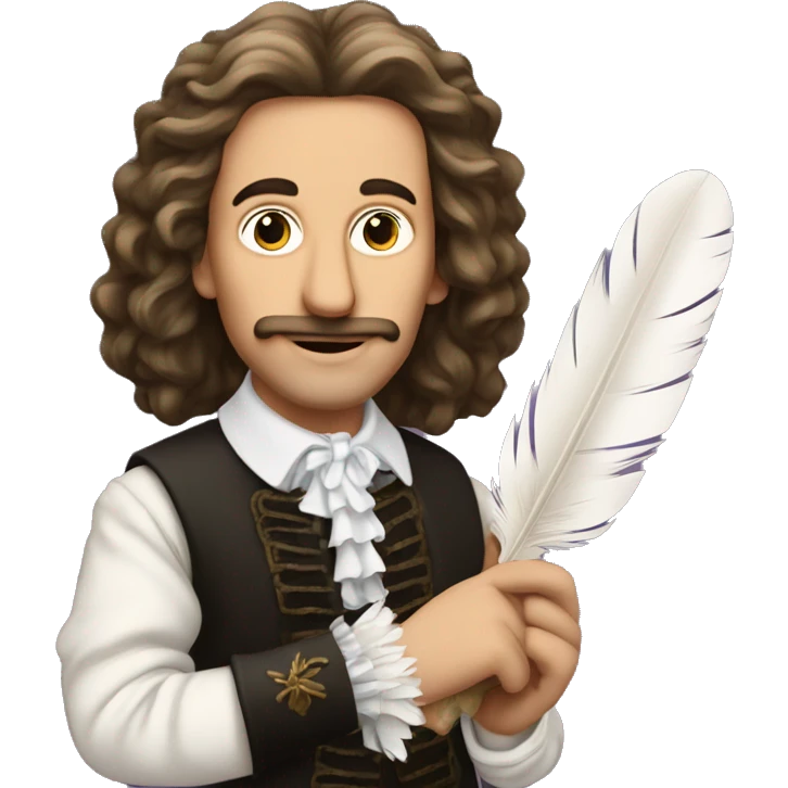 Molière holds a feather in his hand emoji