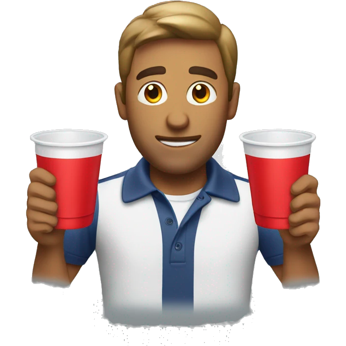 guy with 2 solo cups wearing a polo emoji